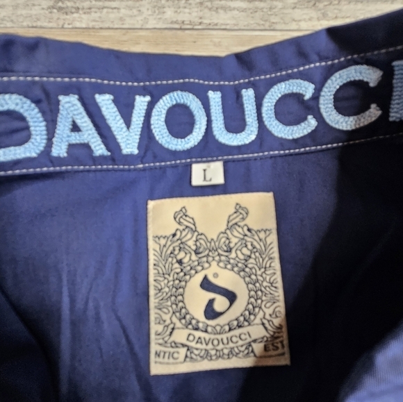 Davoucci Long Sleeve Button Down Large Blue 89 Ski Team - Picture 8 of 12